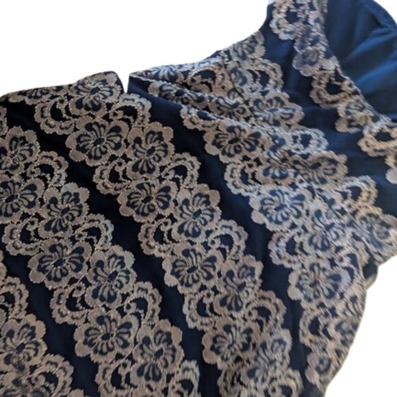 Blue and White Lacy Strapless Dress Size Medium - Picture 5 of 9